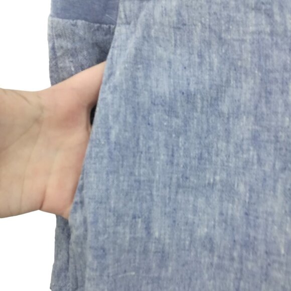 J Jill Love Linen Blue Pull On Tapered Ankle Pants Size M Pockets Lightweight - Picture 4 of 10